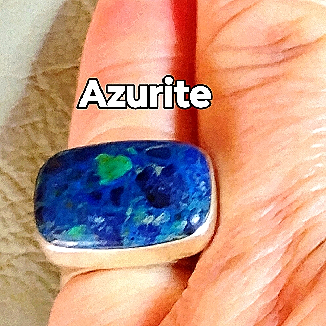 Natural Azurite, Sterling Silver, New Gemstone Ring- Sz-6.